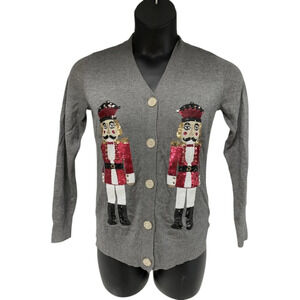 Jingle Belles by Kim Gravel Women's Sequin Cardigan Charcoal - Regular